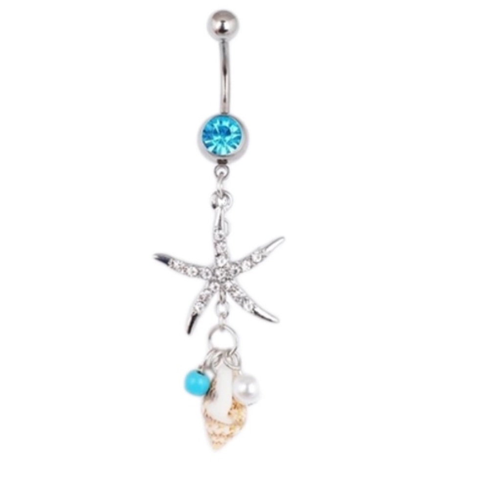 🆕Starfish & Seashell Belly Button Ring - Picture 2 of 2